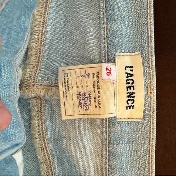 L'AGENCE Light Blue SADA High Rise Cropped Slim Jeans - Picture 2 of 5